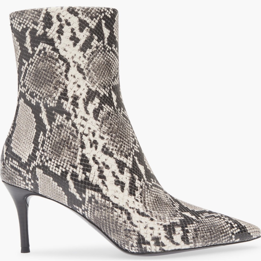 rag & bone Black and Cream Snakeskin Heeled Boots